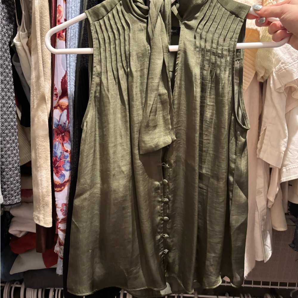 Olive Green Sleeveless Blouse
